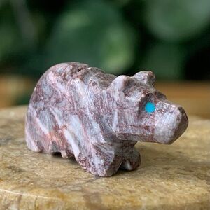 Native American Style Zuni Bear Fetish Bead Drilled Stone Mini Animal Carving .9